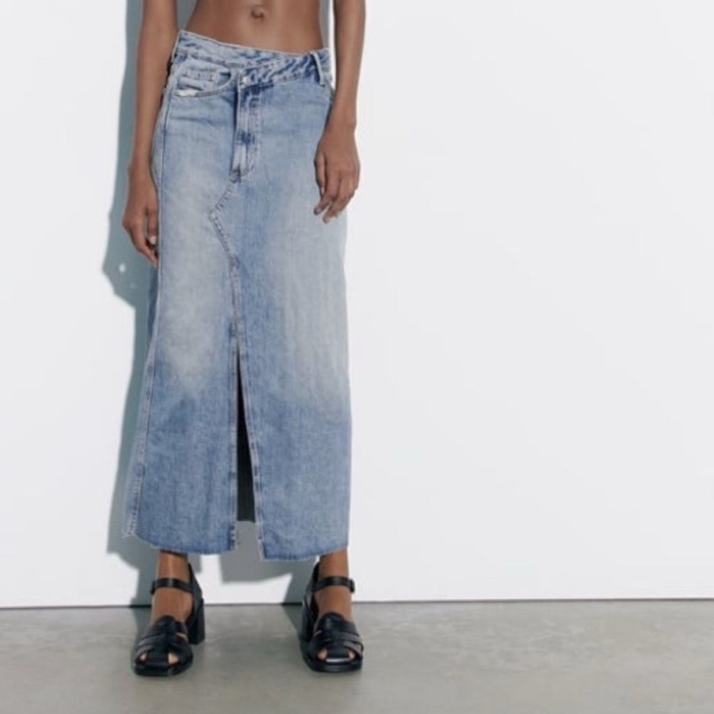 BRAND NEW - ZARA - Long Front Slit Denim Skirt - Size Small - Picture 11 of 11